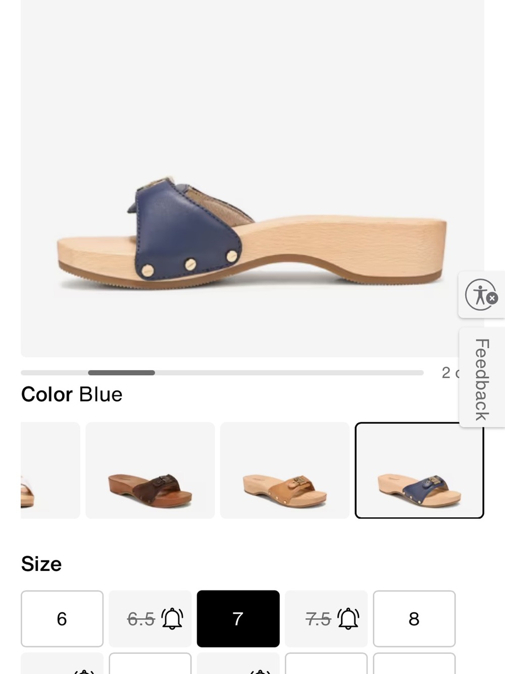 Dr. Scholl's navy the original icon   Leather Slide Mules wood summer adjustable - Picture 11 of 12